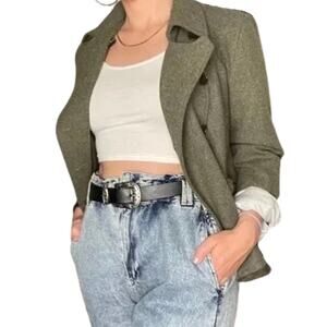 GAP Green Grey cropped vintage inspired 100% wool jacket